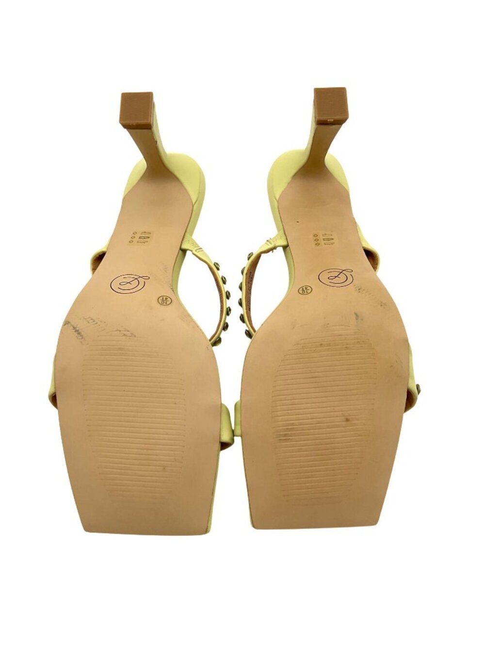 Chinese Laundry Los Angeles Ladies Yo Yo Heeled Embellished Chartreuse Sandals 1 - Picture 6 of 6